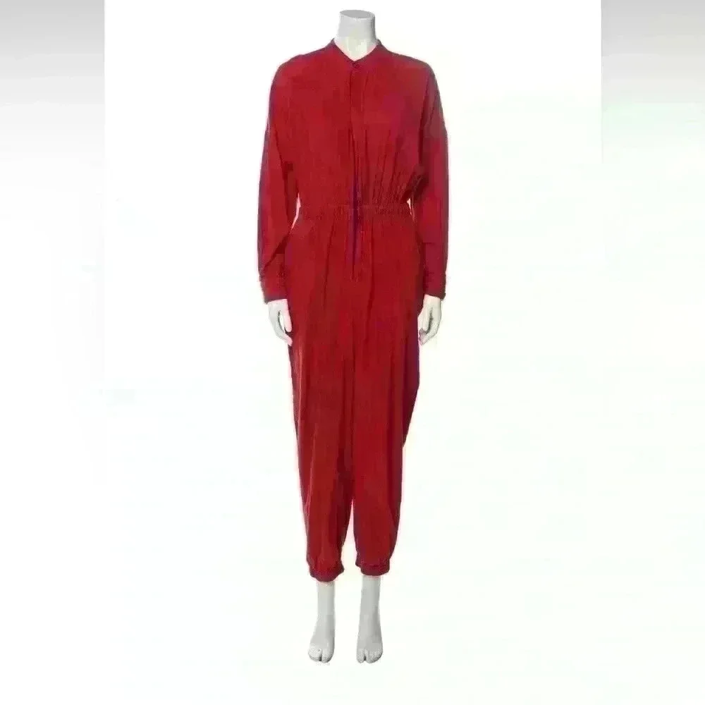 Heidi Merrill red jumpsuit- XL Red long sleeve crew neck concealed zipper front - Picture 2 of 9